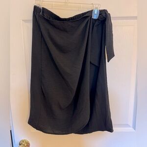 Black Faux Wrap Skirt